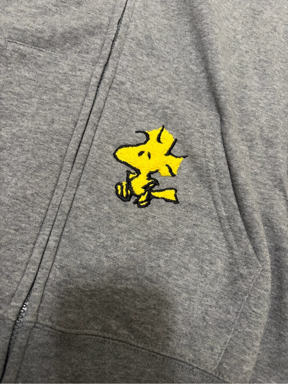 Peanuts Gray Hooded Zip-Up Jacket with Snoopy & Woodstock Patches - Picture 4 of 7